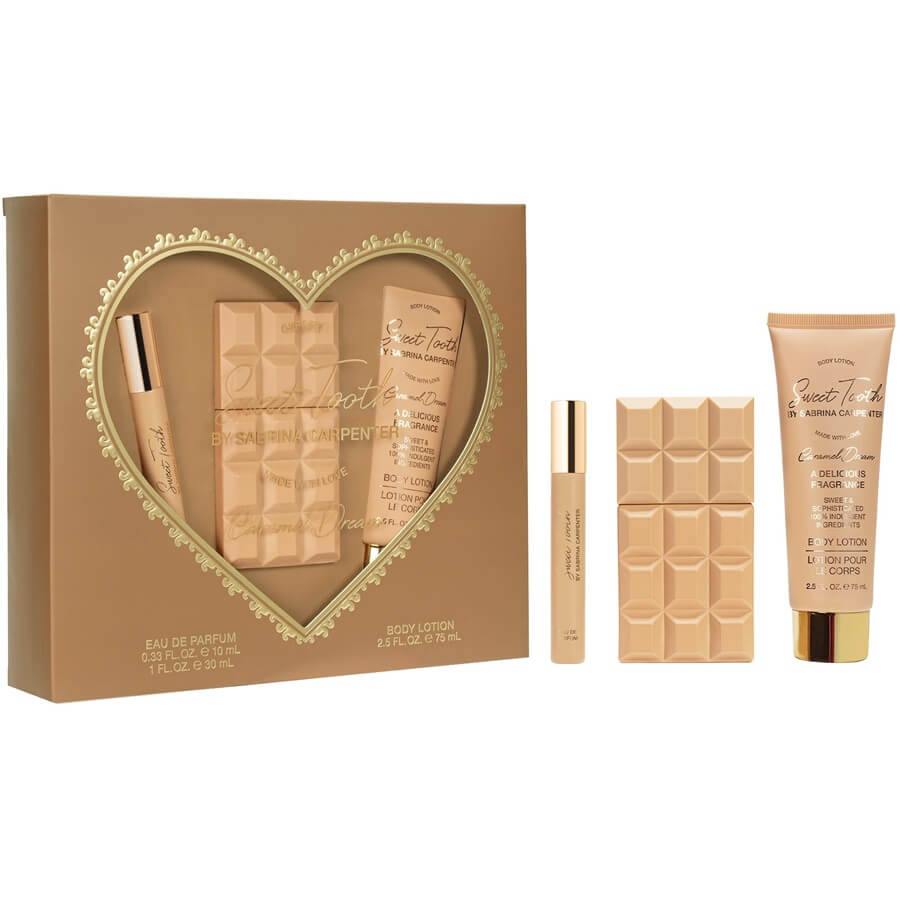 Sweet Tooth Caramel Dream Sada: Parfémová Voda V Spreji 30 Ml + Parfémová Voda V Spreji 10 Ml + Telový Balzam 75 Ml