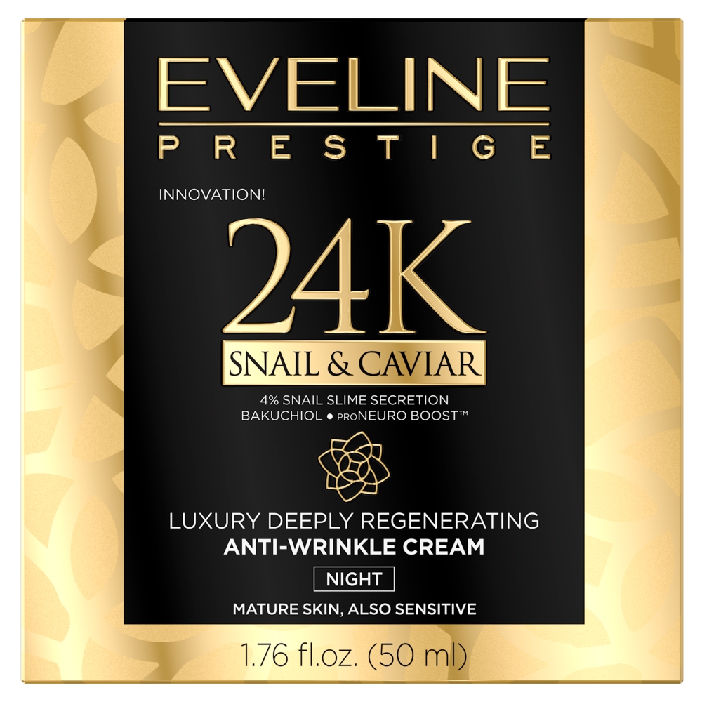 Eveline Cosmetics 24K Snail & Caviar protivráskový nočný krém s extraktom zo slimáka 50 ml