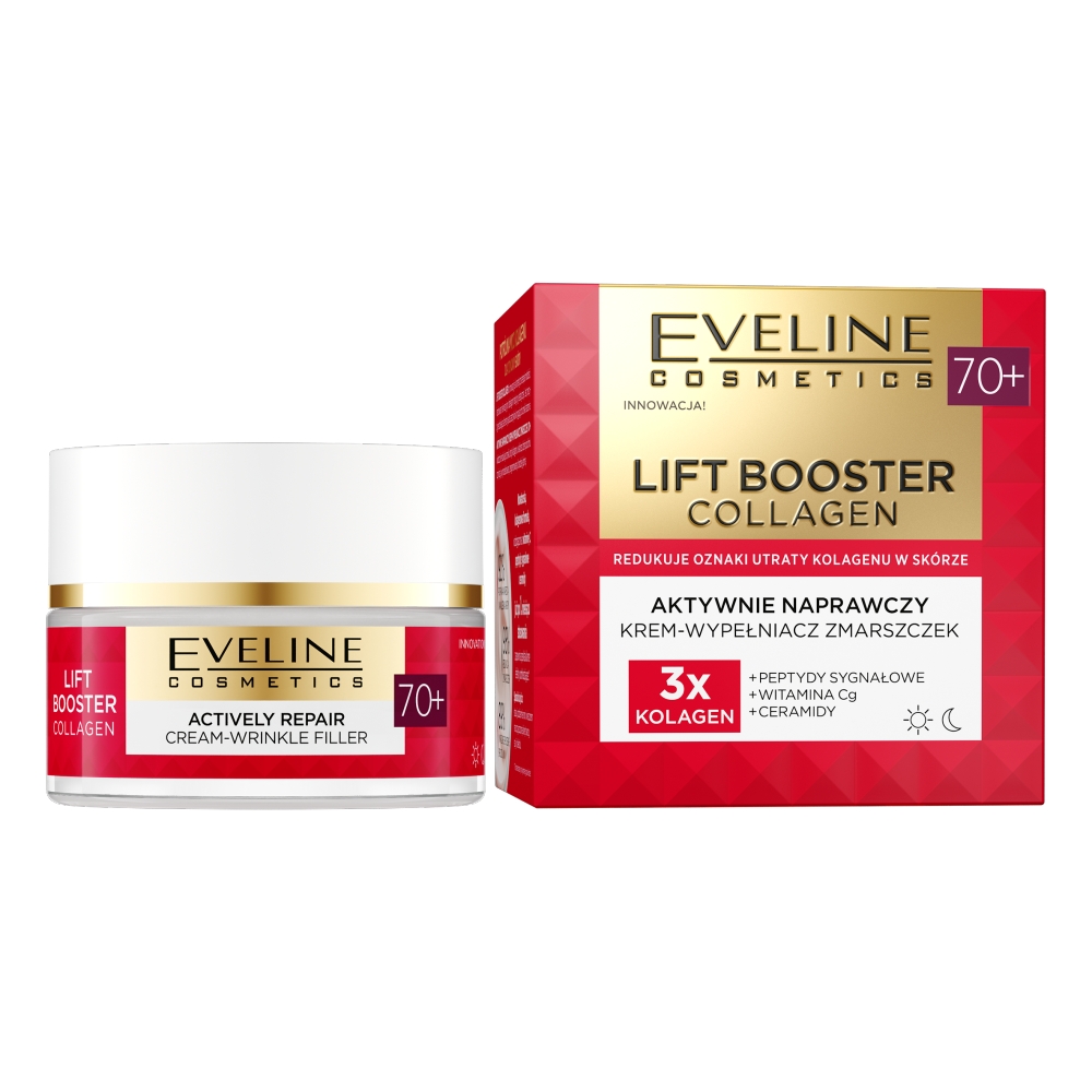 Eveline Cosmetics Lift Booster Collagen hydratačný a vyživujúci krém na vrásky 70+ 50 ml