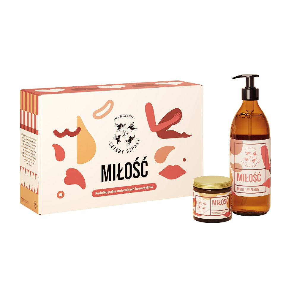 Miłość Set Tekuté Mydlo 500ml + Masážna Sviečka 120ml