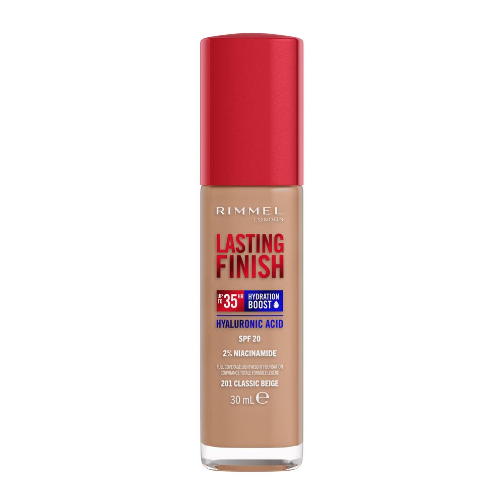 Rimmel London, Lasting Finish 35H vysoko hydratačný a dlhotrvajúci podkladový krém na tvár s SPF20 201 Classic Beige 30ml