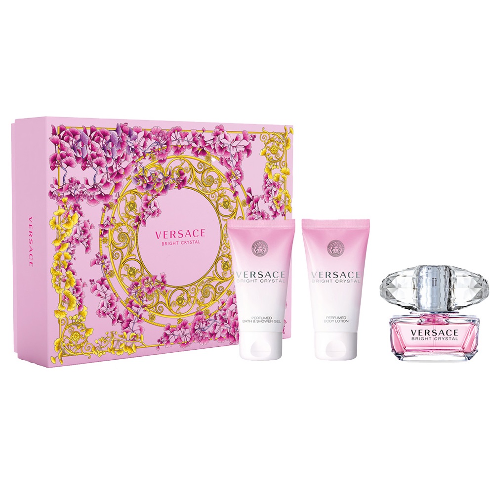 Versace, Bright Crystal sada toaletní voda 50ml + tělové mléko 50ml + sprchový gel 50ml