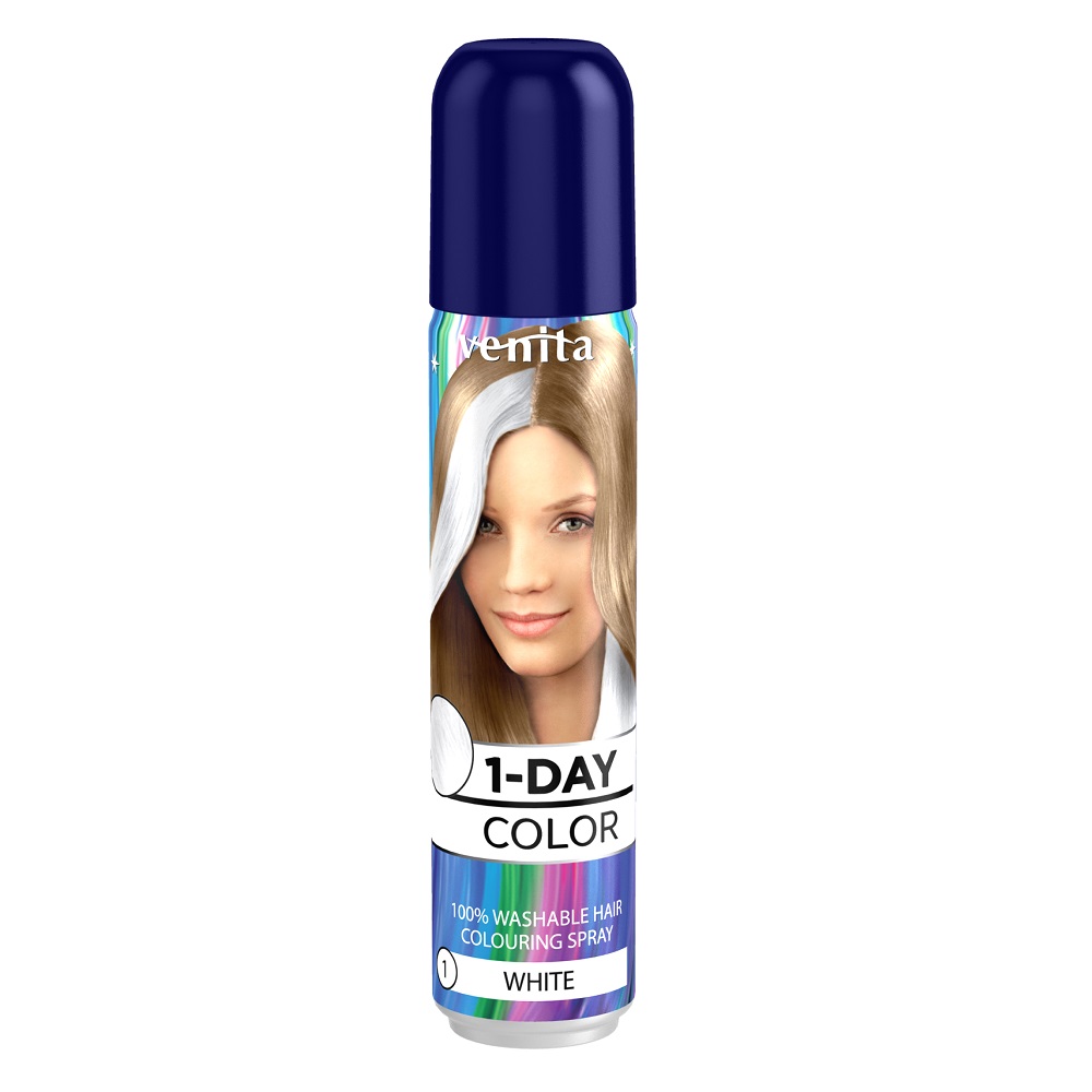 1-Dňový Farebný Sprej Pre Vlasia White