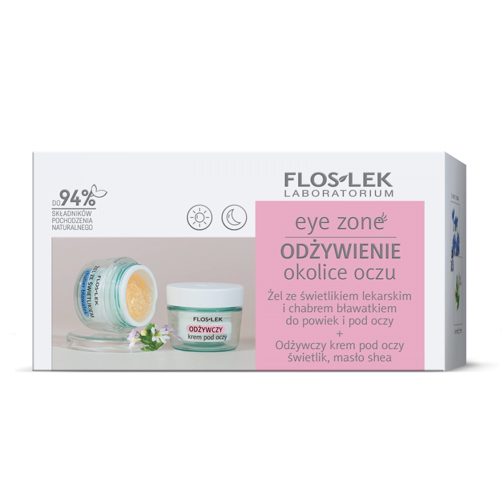 FlosLek Laboratorium Eye Zone gél na očné okolie s očiankou a nevädzou 10 g + vyživujúci očný krém 15 ml