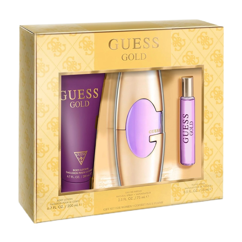 Guess Gold Woman set parfémová voda ve spreji 75ml + parfémová voda ve spreji 15ml + tělové mléko 200ml