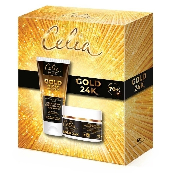 Celia De Luxe Gold 24K set luxusný krém proti vráskam 70+ 50ml + luxusný krém na ruky a nechty 80ml