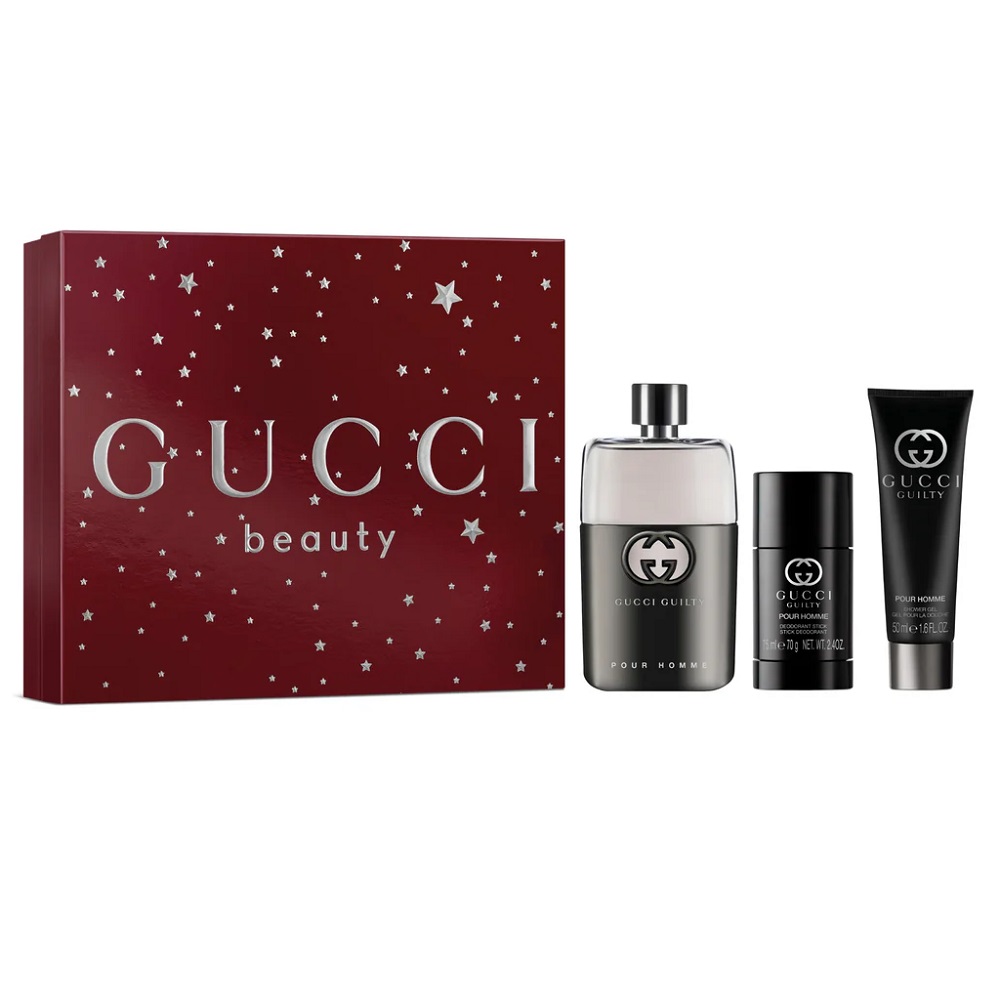 Guilty Pour Homme Zestaw Woda Toaletowa Spray + żEl Pod Prysznic + Dezodorant Sztyft