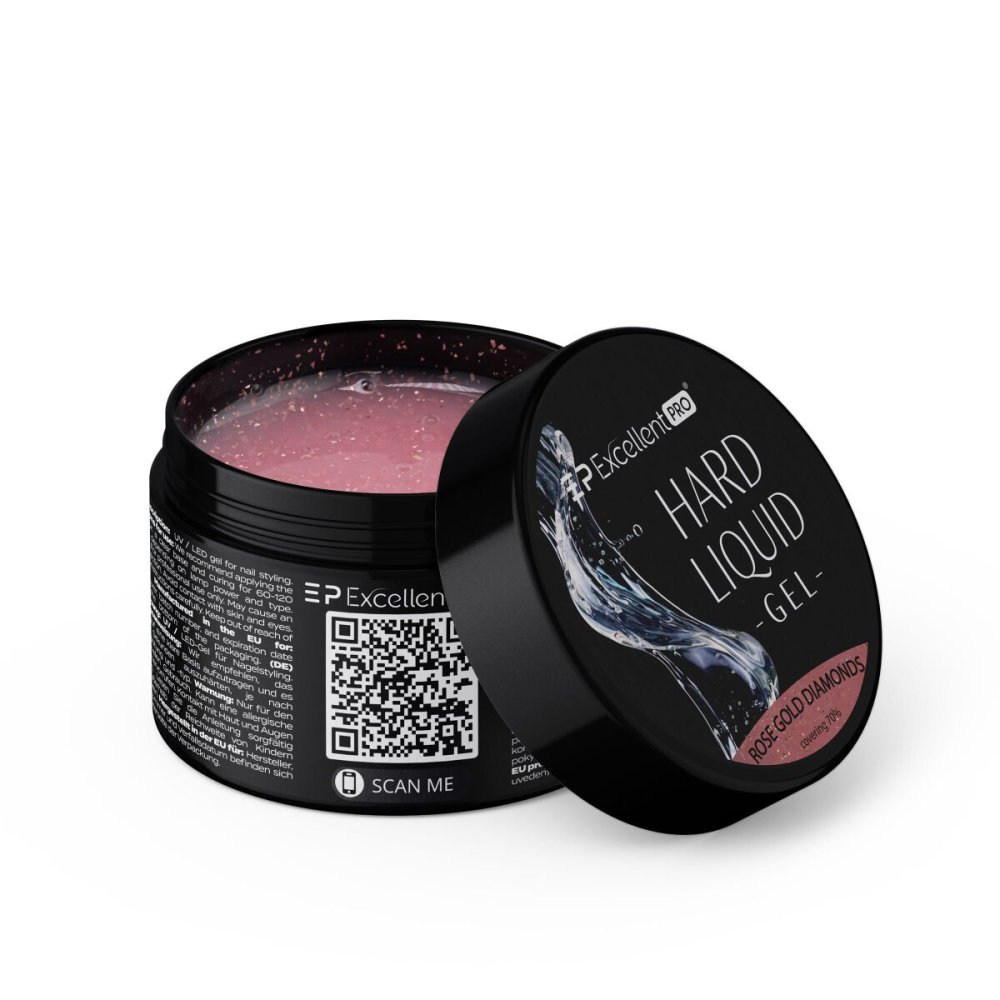 Hard Liquid Gel żEl Budujący Rose Gold Diamonds