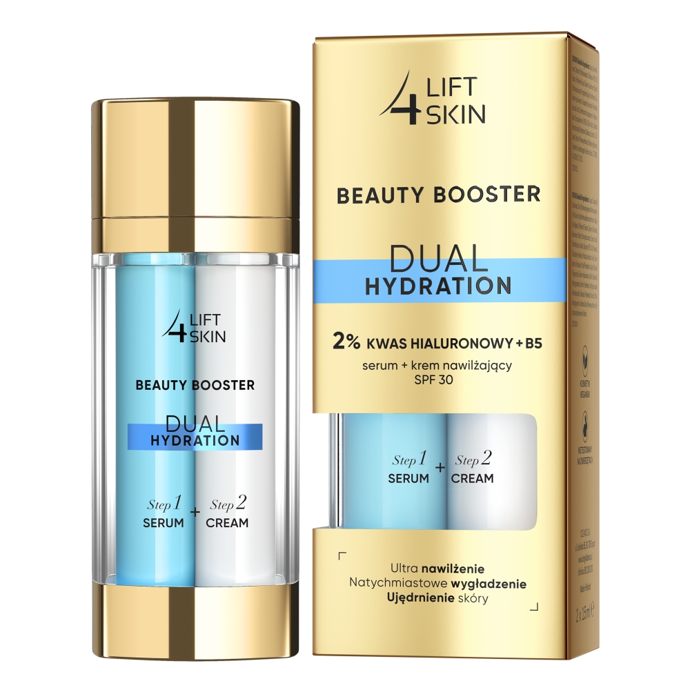 Beauty Booster Duálna Hydratácia 2% Kyselina Hyalurónová B5 Sérum + Hydratačný Krém SPF30+ 2x15ml