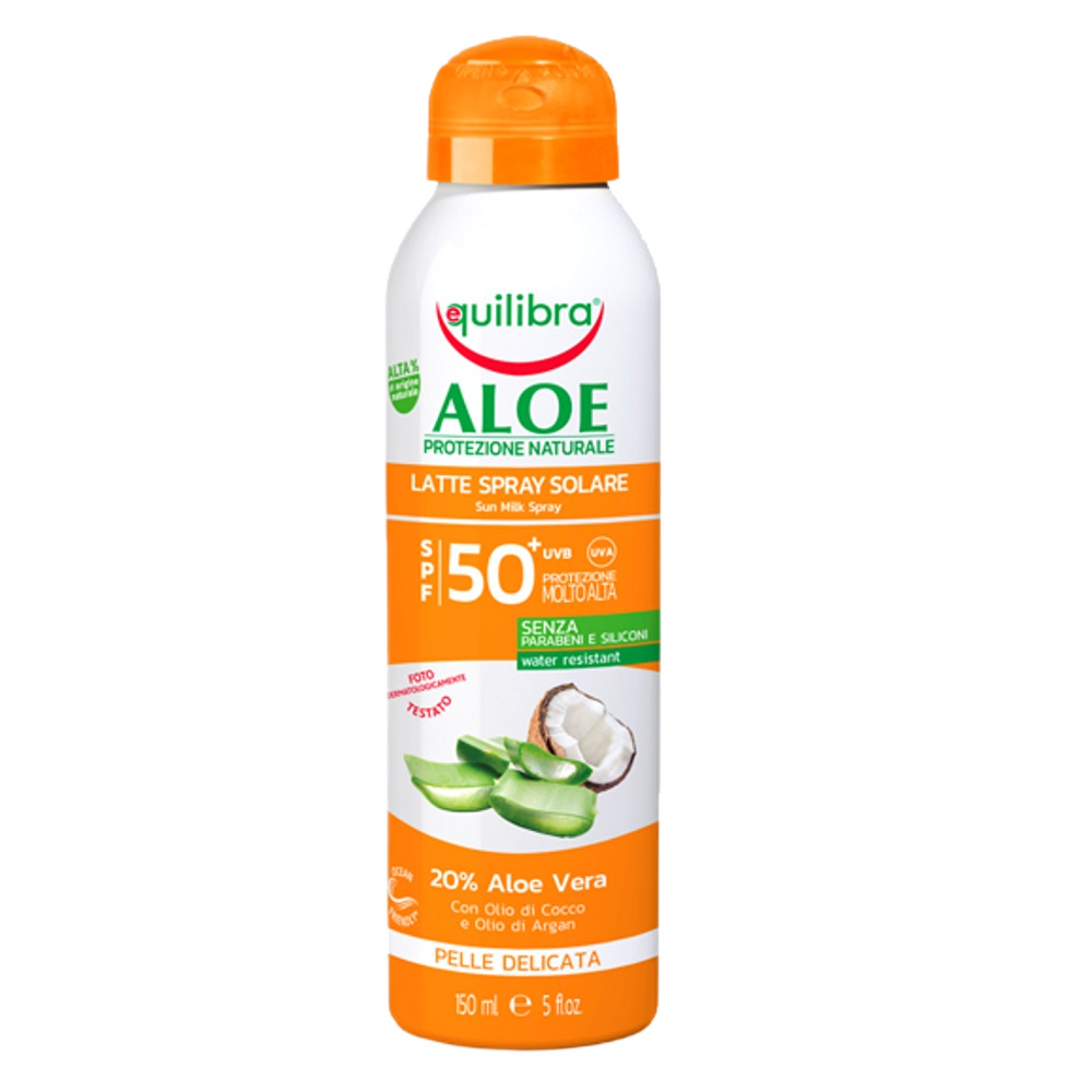 Equilibra, Aloe Sun aloe vera mlieko na opaľovanie v spreji SPF50+ 150ml