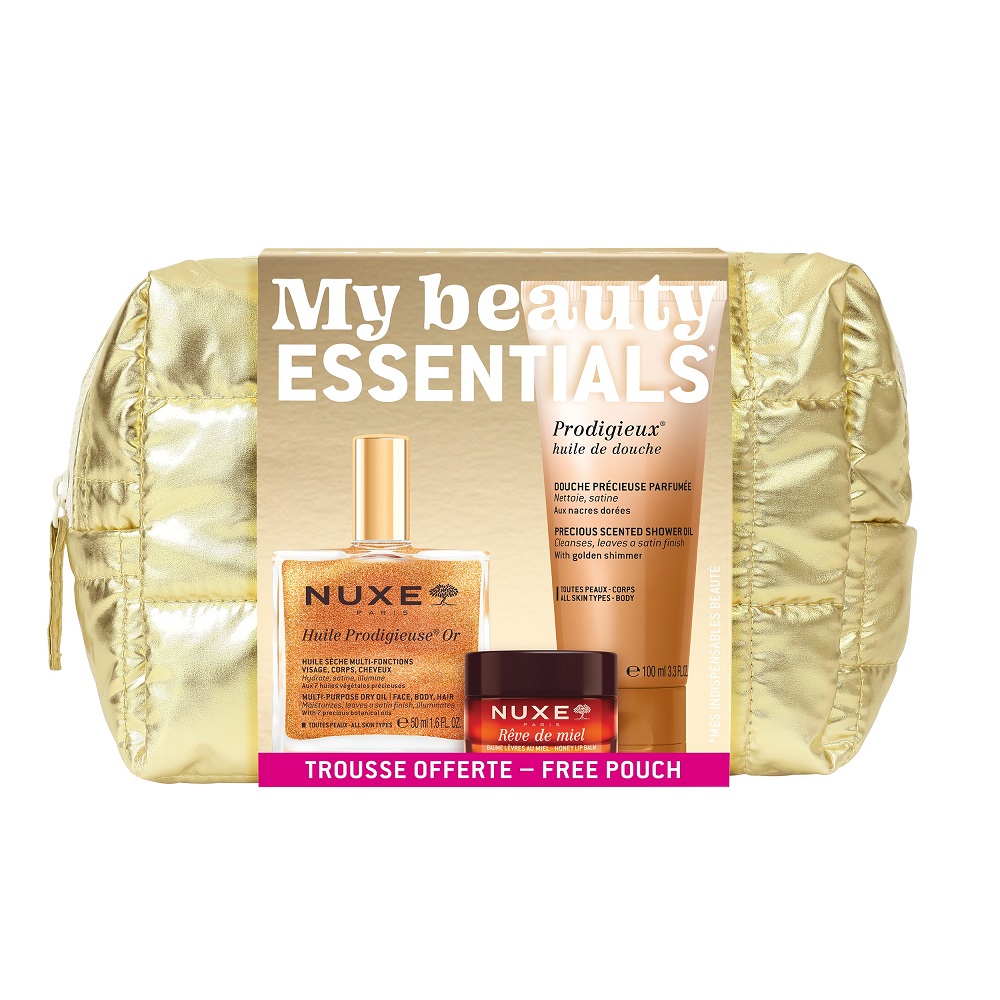 My Beauty Essentials Sada Oleja So Zlatými čAsticami 50 Ml + Sprchový Olej 100 Ml + Balzam Na Pery 15 G