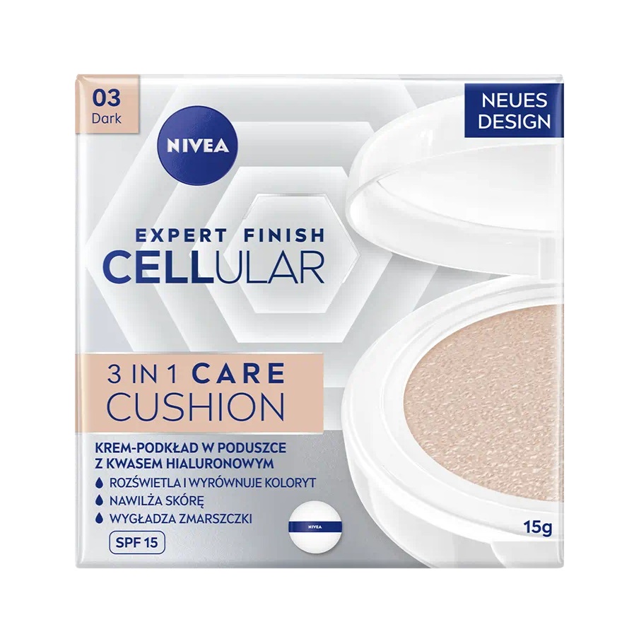 Nivea Hyaluron Cellular Filler 3v1 pečující tónovací krém make-up v houbičce 03 Tmavý 15 g