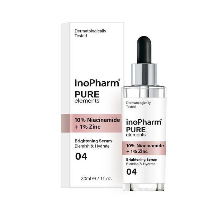 Pure Elements 10% Niacínamid + 1% Zinok Rozjasňujúce Sérum Na Tvár S 10% Niacínamidom A 1% Zinkom 30ml