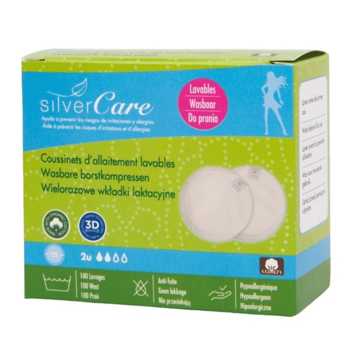 _Silver Care Prsné Vložky Na Opakované Použitie Z Organickej Bavlny 2ks.