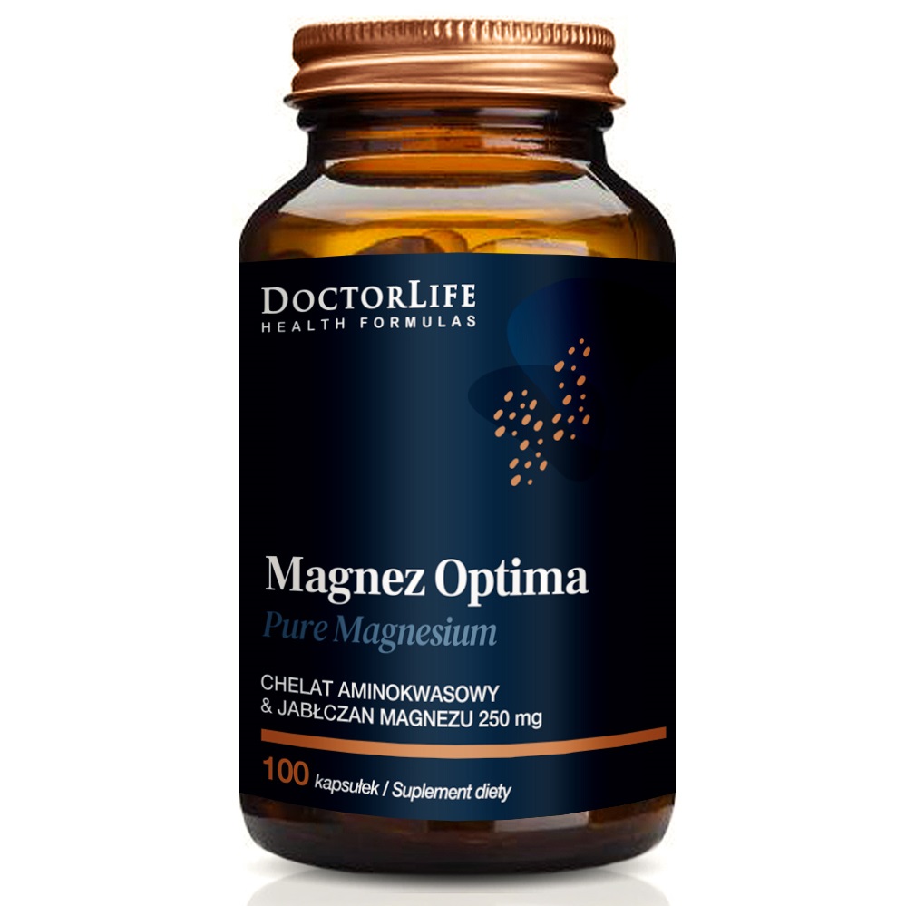 Magnez Optima Chelat Aminokwasowy I Jabłczan Magnezu Suplement Diety 100 Kapsułek