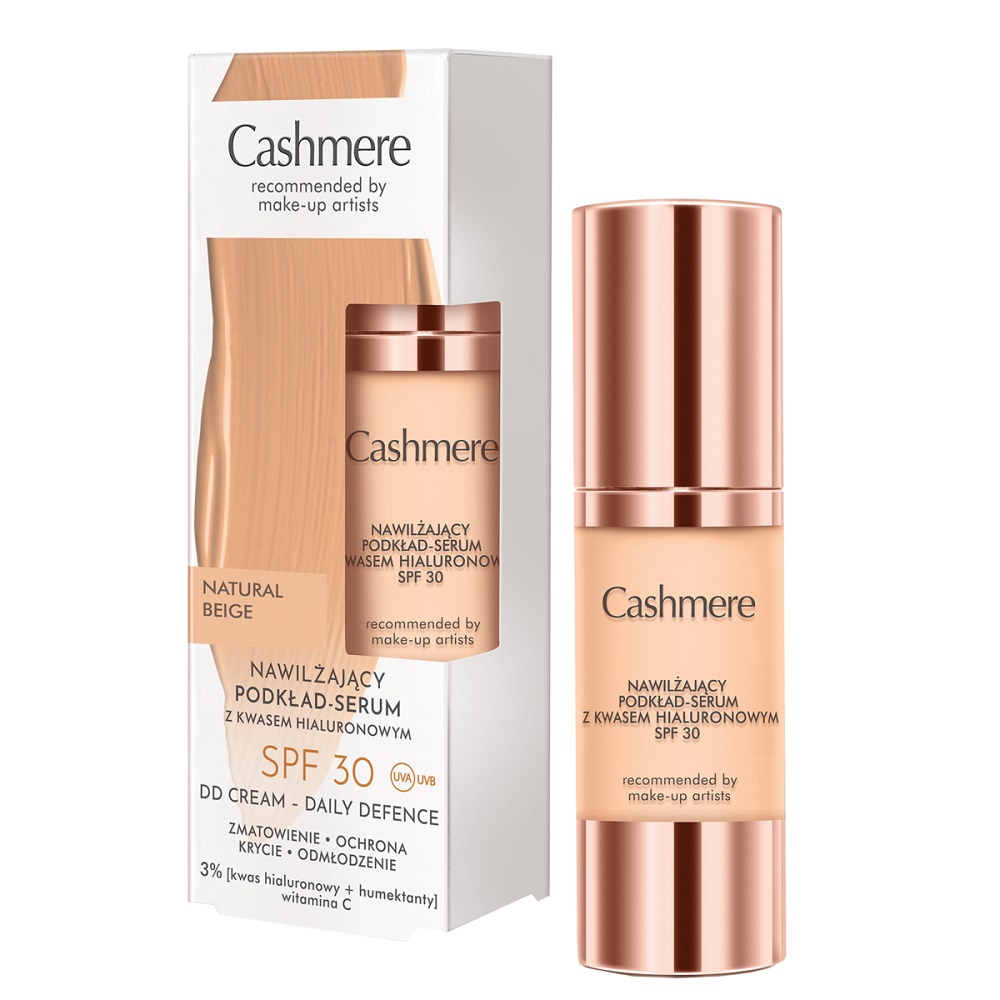 Cashmere, Hydratačný podkladový krém-sérum s kyselinou hyalurónovou SPF30 01 Natural Beige 30ml