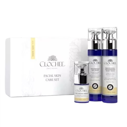 Clochee, Anti-Age Facial Skin Care set denný krém proti vráskam 50ml + omladzujúci regeneračný nočný krém 50ml + intenzívny regeneračný očný krém-maska 15ml