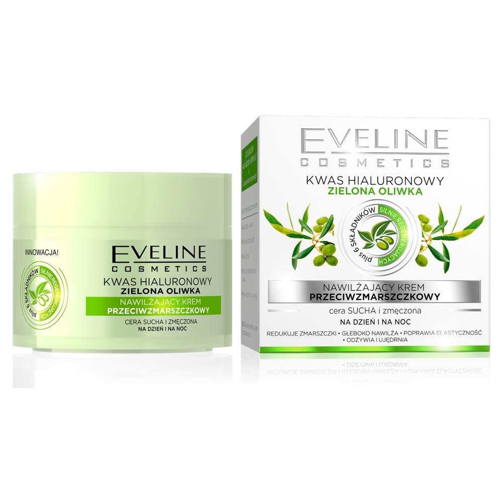 Eveline zelená oliva a kyselina hyalurónová hydratačný protivráskový krém 50 ml