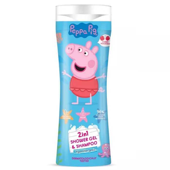 Peppa Pig, sprchový gél a šampón 2 v 1 Cherry 300 ml